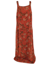 Eddie Bauer Long Dress Size 8 Red Sleeveless Floral Pattern - $29.22