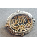Victorian 14k Hair &amp; Seed Pearl MOTHER Under Glass Mourning Pin - €495,94 EUR