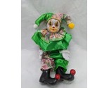 Vintage 7&quot; Clown Jester With Green And Floral Outfit Doll - $27.71