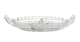 Vintage Fostoria American Oval Clear Glass 2-Part Handled Relish Dish 12&quot; - £14.26 GBP