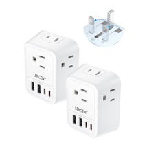 2 Pack Us To Uk Ireland Travel Plug Adapter, Foldable Grounded Type G Co... - £34.00 GBP