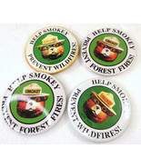 LOT 4 Help Smokey Prevent Wildfires 2½&quot; Pin Button Vintage Forest Servic... - £11.61 GBP