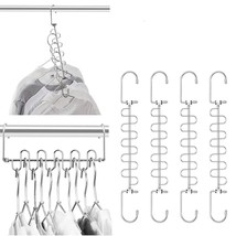 Space Saving Hangers Magic Cloth Hanger Metal Closet Organizer For Closet Wardro - £26.95 GBP