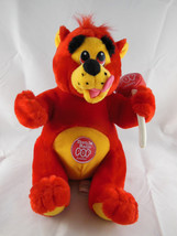 Rare 1999 Plush 10&quot; sitting Tootsie Roll Pop Cherry Red Bear w Sucker Lollipop - £8.38 GBP