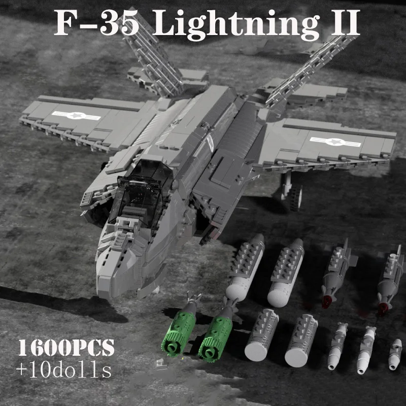 Fighter American F-35 Lightning II F-22 Raptor Airplane Building Blocks Ci - £86.88 GBP+