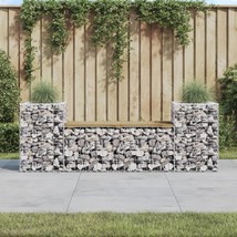Garden Bench Gabion Design 183x41x60.5 cm Impregnated Wood Pine - £113.03 GBP