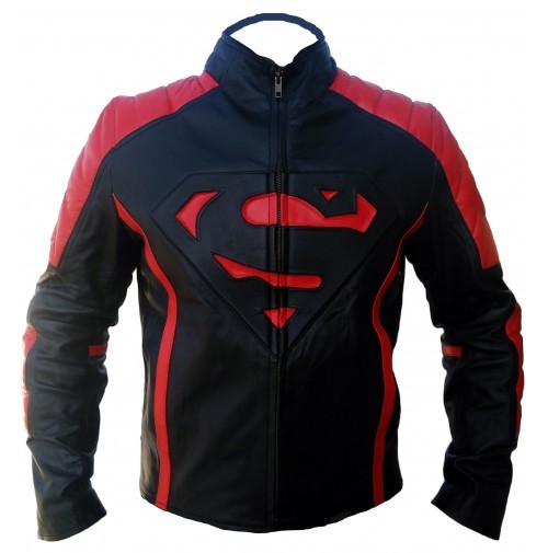 SUPERMAN MOVIE MENS CLASSIC BLACK & RED LEATHER JACKET SM102 - $159.00