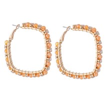 Square Crystal Hoop Brown Beads and Clear Crystals - €11,95 EUR