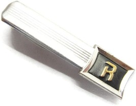 Hickok Tie Clip &quot;R&quot; Initial Silver Tone Vintage Men Accessories - £18.76 GBP