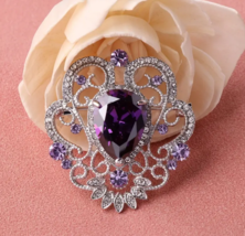 Purple crystal Victorian pin brooch - $14.11