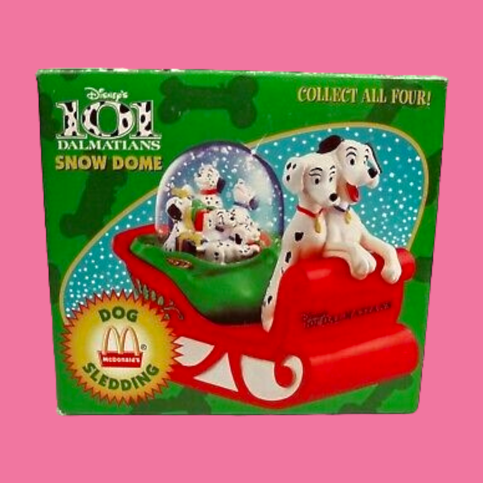 VNTG 1996 McDonald&#39;s 101 Dalmatians Dog Sledding Snow Dome Collectable N... - $8.38