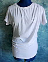 Athleta Women&#39;s White Pleated Ruched Side Short Sleeve T-Shirt ~XS~ V/31... - £12.69 GBP