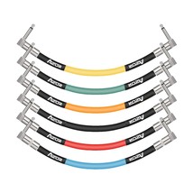 Azor Guitar Patch Cable 1/4 Inch 6-Pack Right Angle, 4 Inch, Multicolored - $33.97