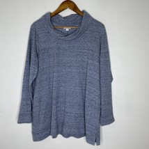 J Jill Pullover XL Blue Heather Knit Cowl Neck Cozy Lightweight Sweater - $26.00