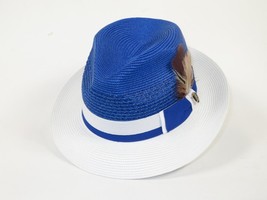 Men's Bruno Capelo Belvedere 2-Tone Straw Style Fedora Hat BD960 Royal/White image 4
