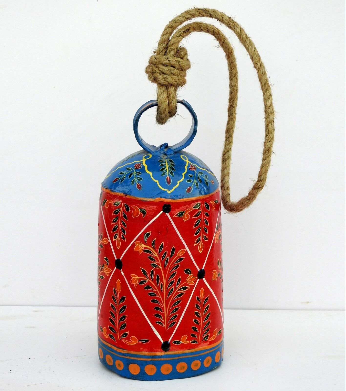 Campana mucca svizzera vintage in metallo decorativa dipinta a mano anti... - $111.98