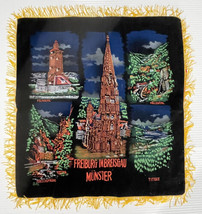 Vtg 60’s Fringed Souvenir Pillow Cover Freiburg Im Breisgau GERMANY Black Velvet - £11.83 GBP