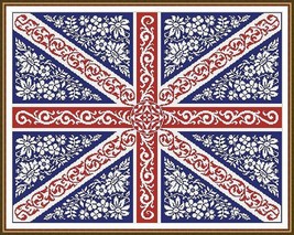 UK British Flag Union Jack Flag Cross Stitch Pattern Large Design Versio... - $10.00