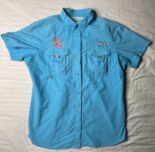 Columbia PFG Shirt Women’s Blue Ole Miss Rebels Shirt Sleeve Button Up READ - $12.00