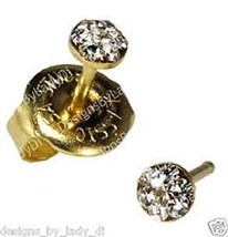 New Baby Short Post April Crystal Daisy 24 K Gold Plate System 75 Ear Pi... - £9.57 GBP