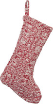 20&quot; Sweater Knit Christmas Stocking Red &amp; Ivory White Mélange Soft Cotton - $23.00