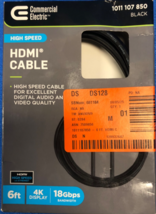 Commercial Electric 6ft High Speed HDMI Cable 4K 18Gbps 1011 107 850 Bla... - $7.91