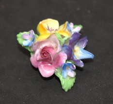 Vintage Crown Staffordshire England Colorful Porcelain Flower Bouquet - $14.00
