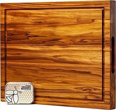 Large Wood Cutting Board for Kitchen 1.5&quot; Thick Teak Butcher Block Conditione... - £108.30 GBP