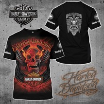 SALE!!_T-Shirt 3D Harley-Davidson Fire Skull  All Over Print Size S-5XL - £12.24 GBP+