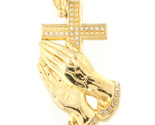 Praying hands with cross Men&#39;s Charm .925 Gold Plated 403122 - $89.00