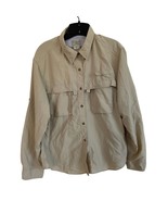 LL Bean Women Beige Fishing Shirt Size XL Reg Vents Zipper Front Cargo P... - $29.35