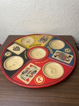 Vintage 1930s Lithographed Metal Michigan Rhummy Board  Game Tray HTF Nice - $89.10