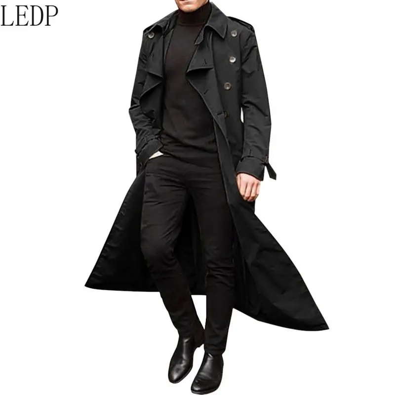 Men&#39;s Mid-Length Trench Coat European and  Style Men&#39;s ing Long Trench Coat Fash - £271.12 GBP