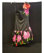 Victor Costa For Saks 5th Avenue Dress Floral Black 1980s Strapless Cock... - €121,76 EUR