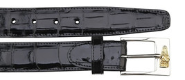 Men&#39;s Belvedere Genuine Alligator Belt Dressy Style 2008 Hand Made Black - £264.26 GBP