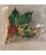 Holly Leaves Collectible Pin Pendant Christmas J1 - £6.25 GBP