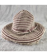 D&amp;Y Hat Womens One Size Brown Spiral Wide Brim Ribbon Floppy Beach Sun Hat - £17.04 GBP