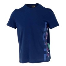 Just Cavalli Men T-Shirt Blue Short Sleeve Designer Logo Tee 2025 Collec... - $53.62 CAD