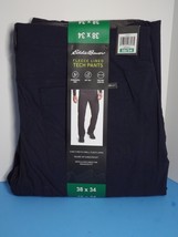 Eddie Bauer Men&#39;s Fleece Lined Tech Pants 38 x 34 Dark Blue New (D) - £30.14 GBP