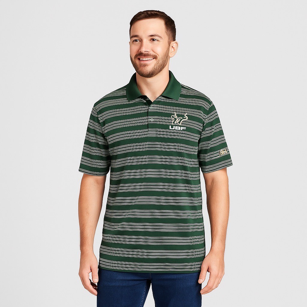 Knights Apparel USF Bulls Polo Shirt Green White Striped Men’s Size L Item image 5