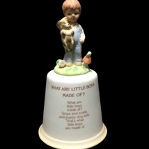 Enesco Vintage Porcelain Hand Bell What Are Little Boys Made Of Figurine Japan - £22.57 GBP