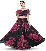 Women Lehenga Choli Organza &amp; Zari Sequin studded Semi-Stitched Flower B... - $39.16