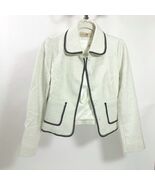 IVY Moda Woven White Blazer with Black Trim &amp; Silver Metallic Thread - $20.54 CAD