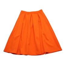 Miin Skirt Womens L Orange High Rise Pleated Pull On A Line Flare Skirt - $25.72