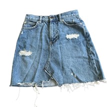 Free People We The Free Distressed Jean Skirt Mini Medium Wash Size 24 - £14.54 GBP