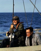 Jaws Robert Shaw reels in shark oboard Orca Roy Scheider looks on 8x10 p... - $9.75
