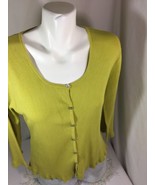 Joseph A. Women Green Long Sleeve Shirt Button Up Size L Bin68#21 - £14.16 GBP