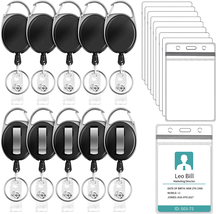 10 Pack ID Badge Holder with Clip, Badge Reels Retractable Heavy Duty with Water - £12.16 GBP