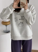 2022 New Autumn Winter Thicken Graphic Fleece Sweatshirt For Women Long Sleeve C - £97.24 GBP