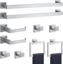 A 10-Piece Set Of Brushed Silver Bathroom Accessories, A Set Of Stainles... - $116.99